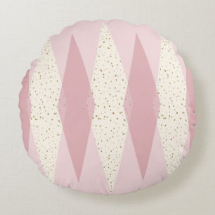 Mitte- des Jahrhundertsmoderne rosa Rauten-rundes Rundes Kissen