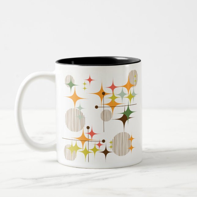 Mitte- des Jahrhundertsmoderne Sternexplosionen Zweifarbige Tasse (Links)