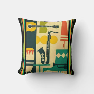 Mitte- des Jahrhundertsmoderner Jazz-Kissen Kissen