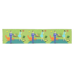 Mitte- des Jahrhundertsmoderner Kurzer Tischläufer