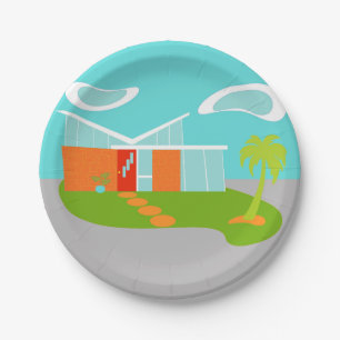 Mitte- des Jahrhundertsmoderner Pappteller