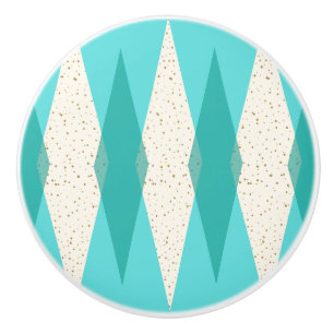 Mitte- des Jahrhundertsmoderner Rauten-Keramik-Zug Keramikknauf