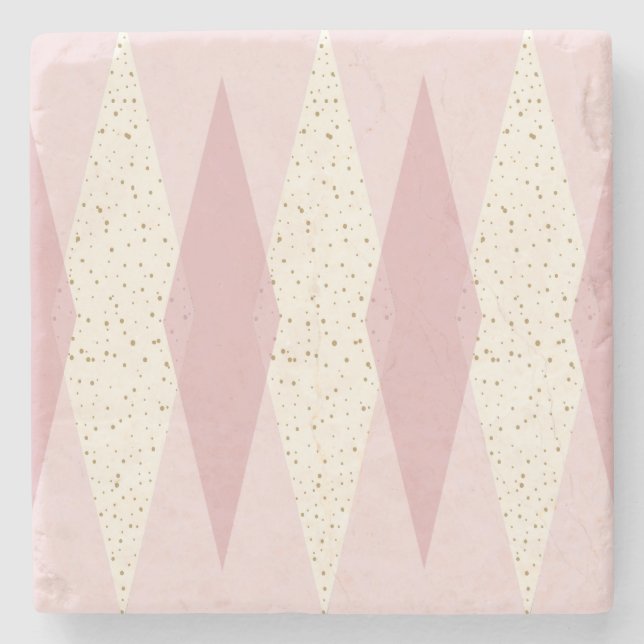 Mitte- des Jahrhundertsmoderner rosa Steinuntersetzer (Vorderseite)