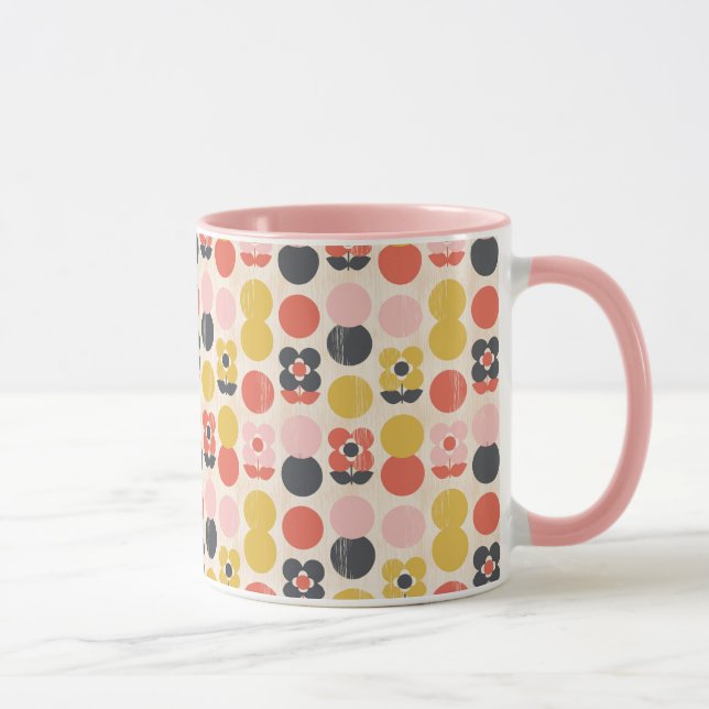 Mitte- des Jahrhundertsmodernes Blumen-Muster Tasse (Rechts)