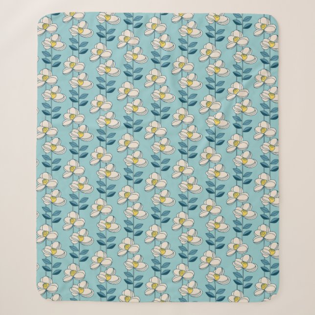 Mitte- des Jahrhundertsmodernes Blumenblatt-Muster Sherpadecke (Vorderseite)