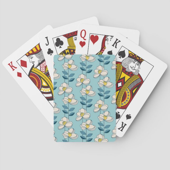 Mitte- des Jahrhundertsmodernes Blumenblatt-Muster Spielkarten (Rückseite)