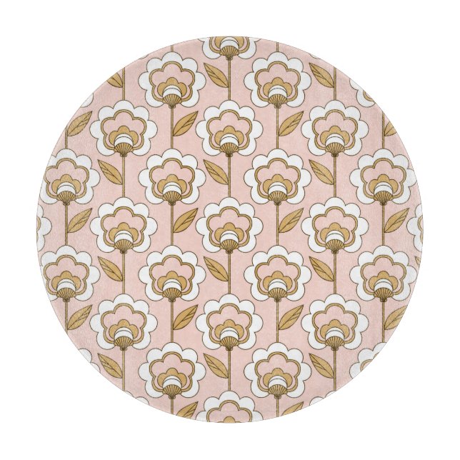 Mitte- des Jahrhundertsmodernes Blumenmuster Schneidebrett (Vorderseite)