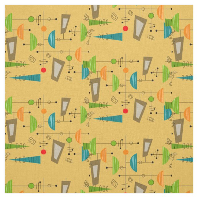 Mitte- des Jahrhundertsmodernes inspiriertes Stoff (Muster)