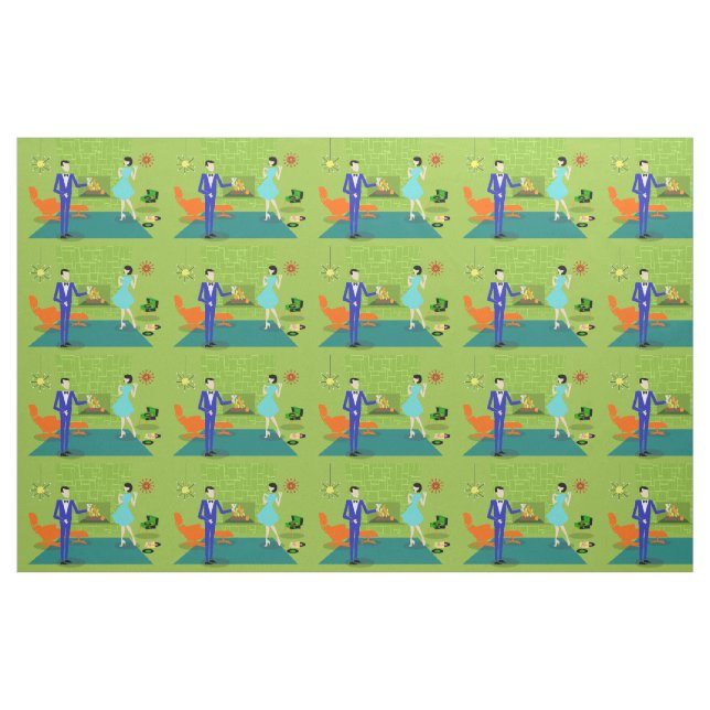 Mitte- des Jahrhundertsmodernes Paar-Gewebe Stoff (Yard (91,4 cm))