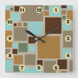 Mitte- des Jahrhundertsmodernes Quadrat-Muster Quadratische Wanduhr