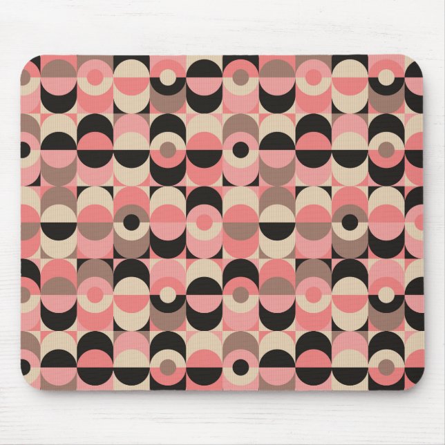 Mitte- des Jahrhundertsmodernes rosa Muster Mousepad (Vorne)