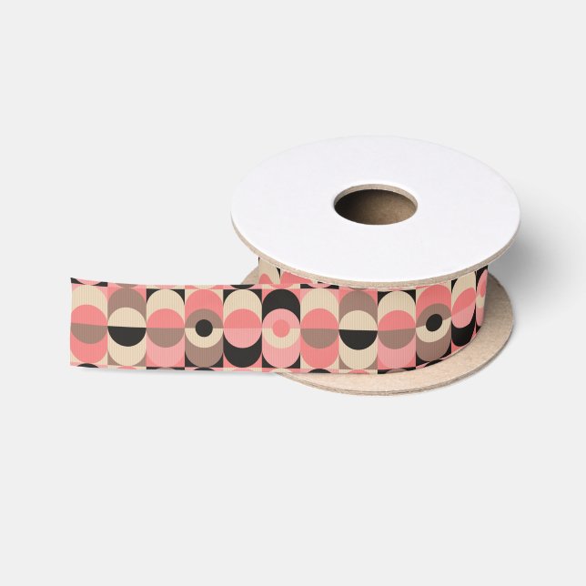 Mitte- des Jahrhundertsmodernes rosa Muster Satinband (Spule)