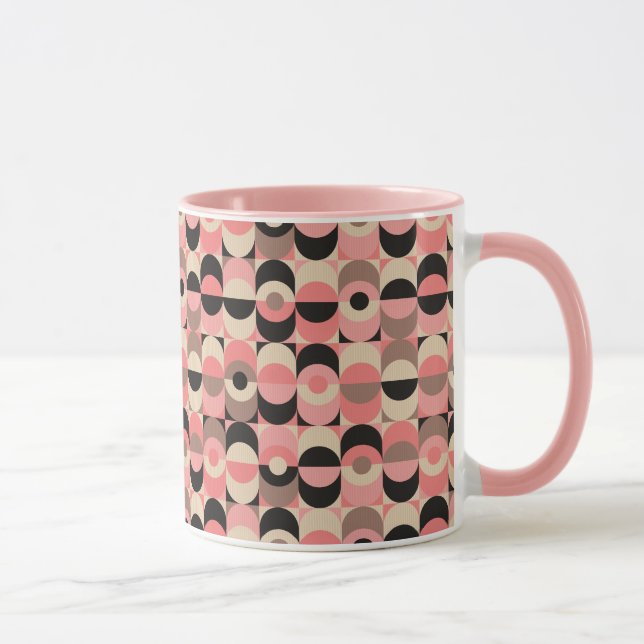 Mitte- des Jahrhundertsmodernes rosa Muster Tasse (Rechts)