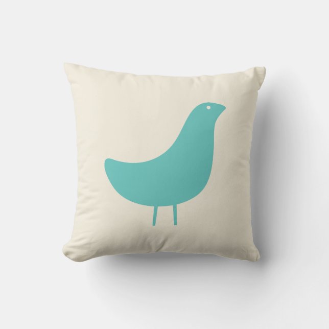 Mitte- des Jahrhundertsmodernes Vogel-Wurfs-Kissen Kissen (Vorderseite)