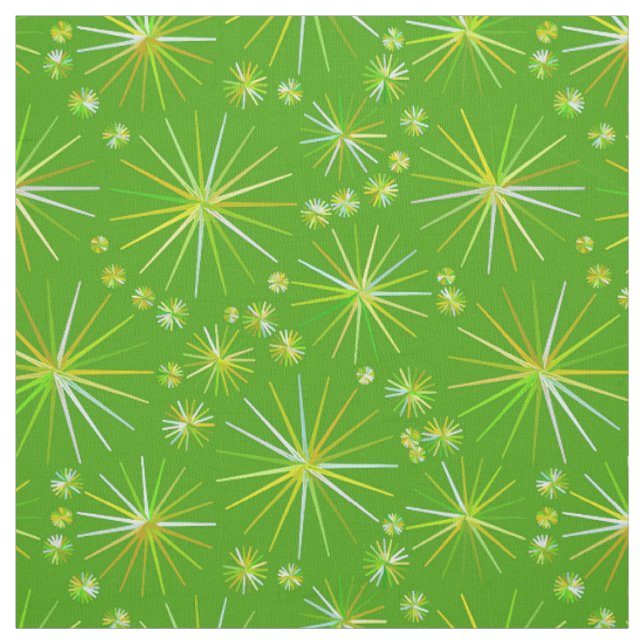 Mitte des Jahrhundertssputnik-Muster, Olivgrün Stoff (Muster)