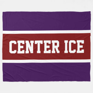 MITTE EIS Deep Purple Rot Weiß Hockey Streifen Fleecedecke