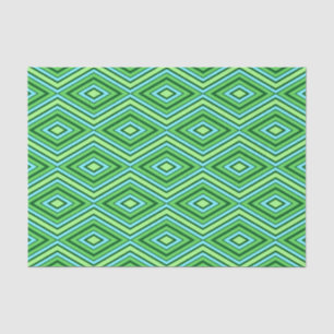 Mitte Jahrhundert Diamond Muster Jade Green und Aq Seidenpapier
