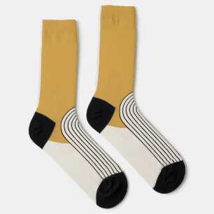 Mitte Jahrhundert Linienkunst mit Senf-Farbbogen Socken