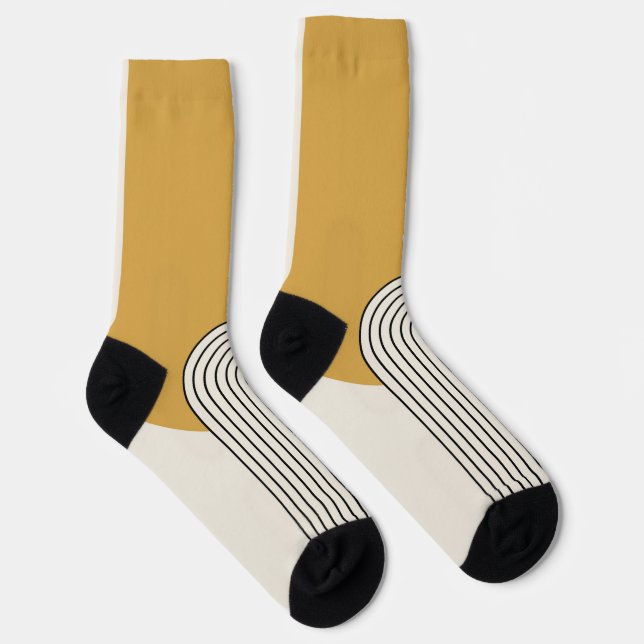 Mitte Jahrhundert Linienkunst mit Senf-Farbbogen Socken (Rechts)
