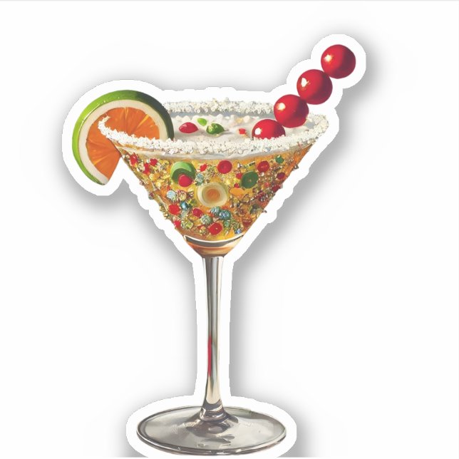 Mitte Jahrhundert Moderne Weihnachtslieder Martini Aufkleber (Vorderseite)