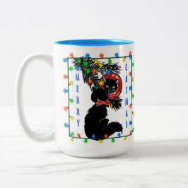 Mitte Jahrhundert Moderne Weihnachtszeit! Zweifarbige Tasse