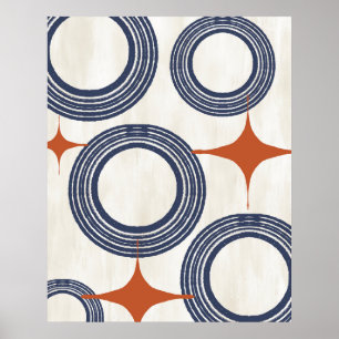 Mitte Jahrhundert Modernes Abstraktes Poster Blue