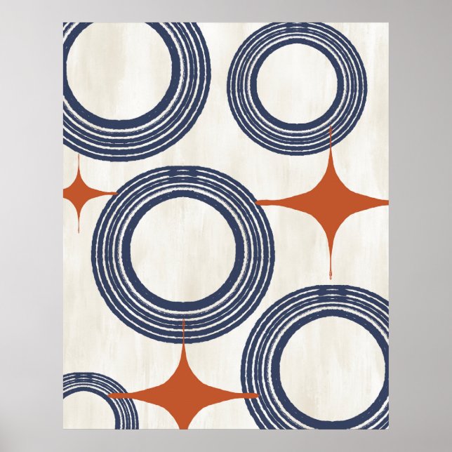 Mitte Jahrhundert Modernes Abstraktes Poster Blue  (Vorne)