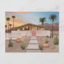 Mitte Jahrhundert Modernes Flamingo House Blank Po