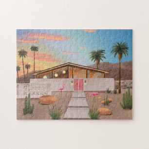 Mitte Jahrhundert Modernes Flamingo House Jigsaw P