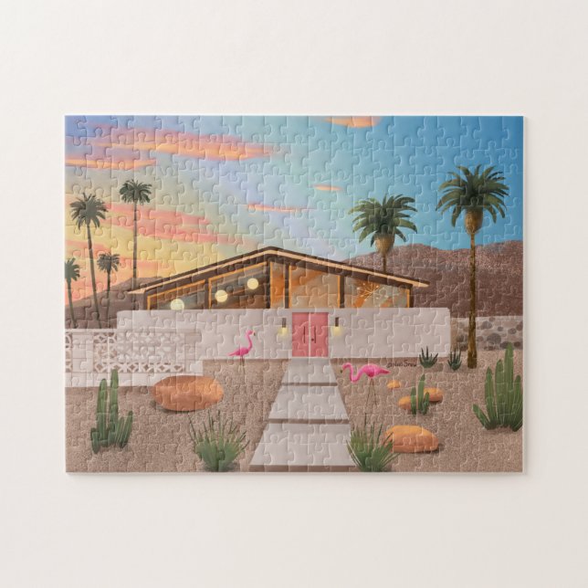 Mitte Jahrhundert Modernes Flamingo House Jigsaw P (Horizontal)