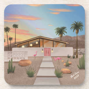 Mitte Jahrhundert Modernes Flamingo House Set der  Getränkeuntersetzer