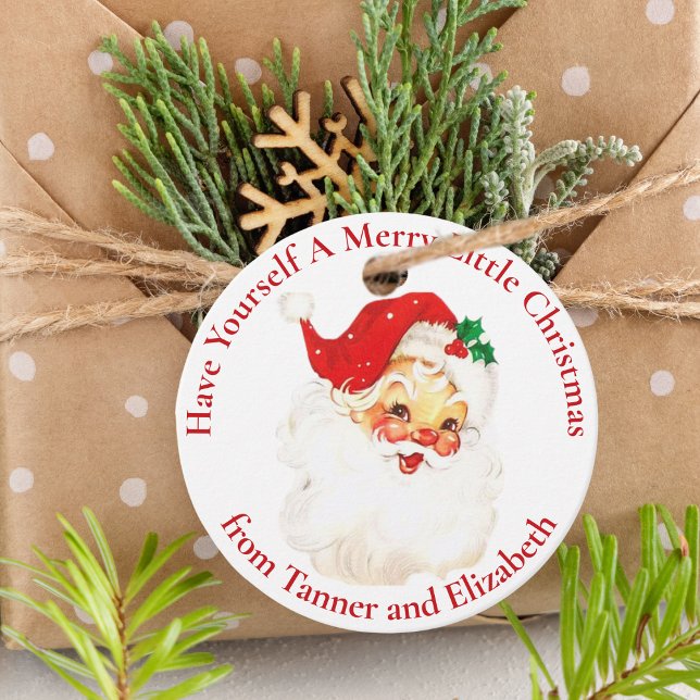 Mitte Jahrhundert Vintager Weihnachtsmann Custom Geschenkanhänger (Mid Century Vintage Santa Claus Custom Favor Tags)