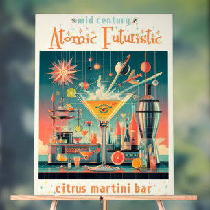 Mitte Jahrhunderts Atomusiontic Citrus Martini Bar Acrylschild