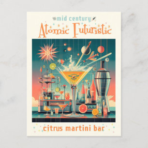 Mitte Jahrhunderts Atomusiontic Citrus Martini Bar Postkarte