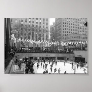 Mitte, Schwarzes u. Weiß des Eis-Skaten-NYC Poster
