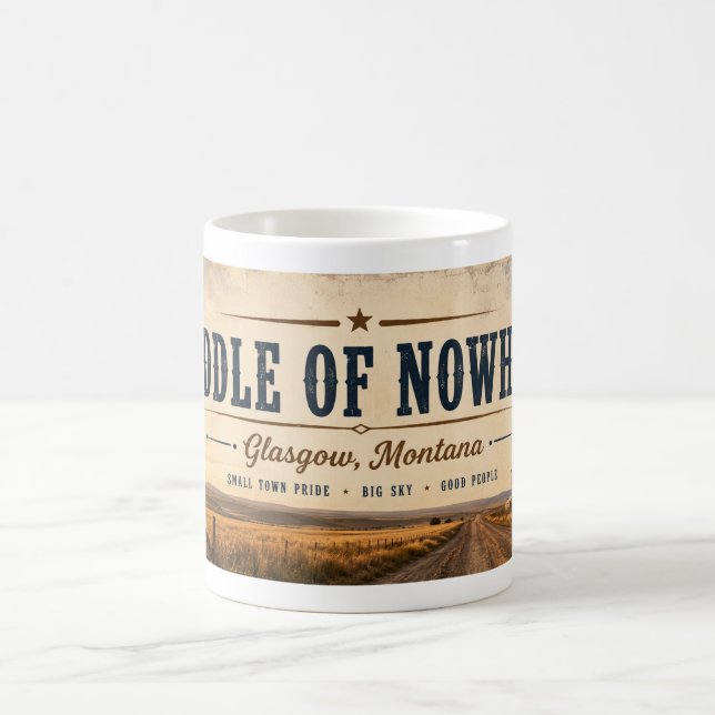 Mitte von Nirgendwo Glasgow Montana Kaffeetasse (Mittel)