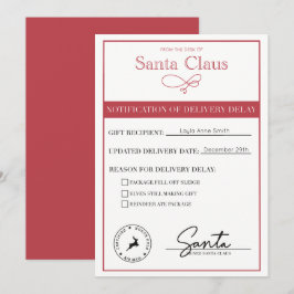 Mitteilung der Lieferverzögerung Feiertagskarte