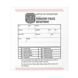 Mitteilung der Polizeibehörde Notizblock