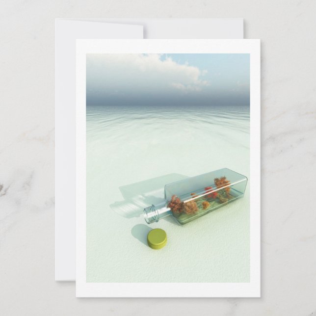 Mitteilung in einer Flascheneinladung Einladung (Vorderseite)