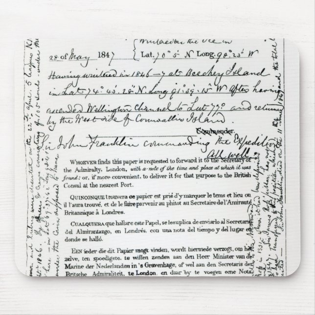Mitteilung Johns Franklins Mousepad (Vorne)