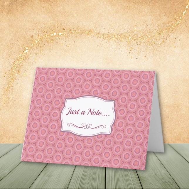 Mitteilungskarten für Mauve- und rosa Muster (Easily edit Just a Note Greeting and remove scroll if you prefer.)