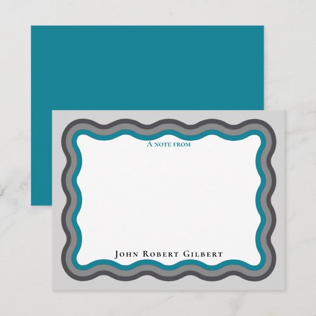 Mitteilungskarten Personal Stationery Aqua für Män (Vorne/Hinten)