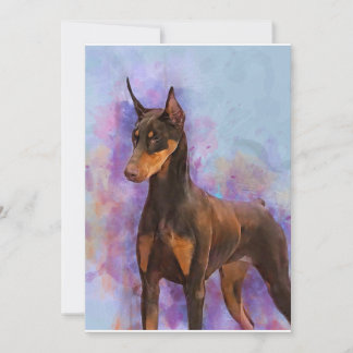 Mitteilungskarten - Red Doberman on Watercolor Bac