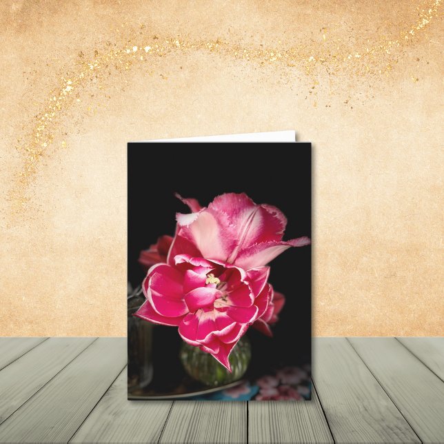 Mitteilungskarten, Tulpen, Rosa und Weiß Dankeskarte (Closeup of pink & white tulips, photo taken outside Enkhuizen, Netherlands.)