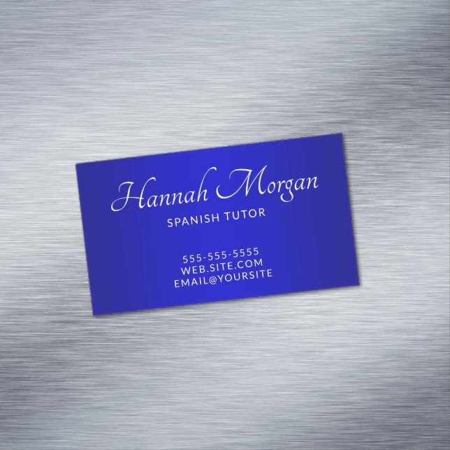 Mittel bis dunkelblau Elegant Ombre Magnetische Visitenkarte (Beispiel)