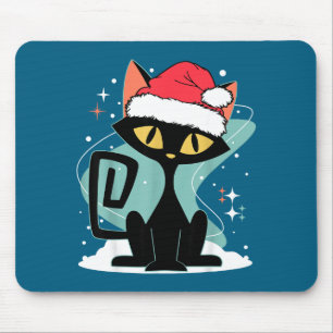 Mittel Jahrhundert Moderne Katzen Santa Hut Weihna Mousepad