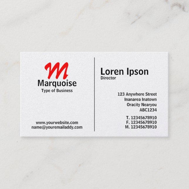 Mittel-Regel-Monogramm - Platinkarte Visitenkarte (Vorderseite)