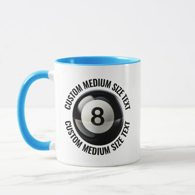 Mittel Text HELLBLAU Combo 11oz Custom 8 Ball Tasse (Links)