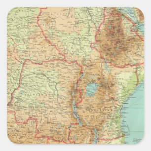 Mittel- und Südafrika mit Schifffahrtsrouten Quadratischer Aufkleber