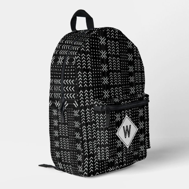 Mittelafrikanische Monogram-Schule Bedruckter Rucksack (Rückseitige Ecke links)